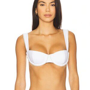 NEW Lovers and Friends Taleen Bikini Top in White Pearl Swim Balconette Medium M